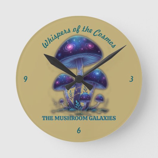 Horloge Ronde Cosmic Galaxy Mushrooms - Whimsical Fantasy Fungi (Recto)