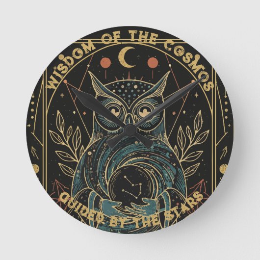 Horloge Ronde Cosmic Oracle Owl • Mystical Celestial (Recto)