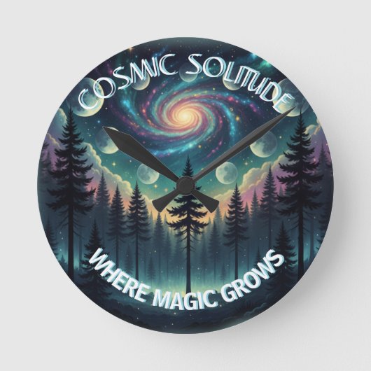 Horloge Ronde Cosmic Solitude Galaxy Forest • Moon Phases (Recto)