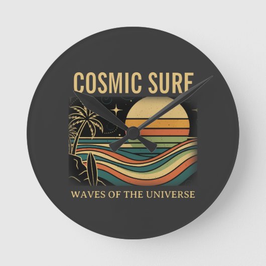 Horloge Ronde Cosmic Surf Retro Wave. Sunset (NO NUMBERS) (Recto)