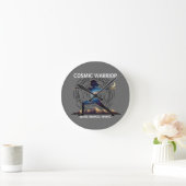 Horloge Ronde Cosmic Yoga Warrior | Galaxy Body Pose (NO NUMBERS (Maison)
