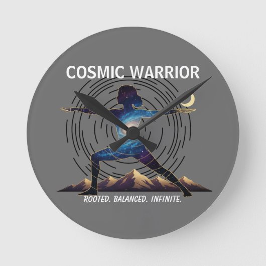Horloge Ronde Cosmic Yoga Warrior | Galaxy Body Pose (NO NUMBERS (Recto)