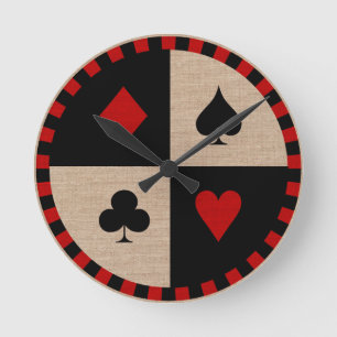 Horloge Ronde Costumes de carte à puce Poker