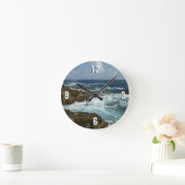 Horloge Ronde Côte rocheuse d'Aruba et océan bleu (Maison)