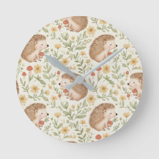 Horloge Ronde Cottagecore Hedgehog