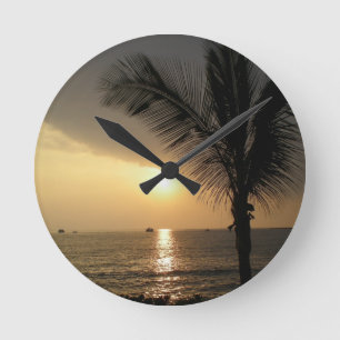 Horloge Ronde Coucher de soleil de l'océan de l'île d'Hawaii