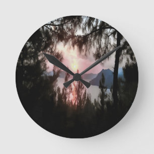 Horloge Ronde Coucher De Soleil De Marmaris Encadré De Palmiers 