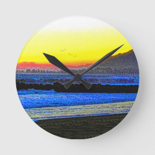 Horloge Ronde Coucher de soleil mystique