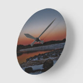 Horloge Ronde Coucher de soleil sur le lac Arrowhead (Angle)
