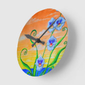 Horloge Ronde Coucher de soleil sur l'orchidée (Angle)