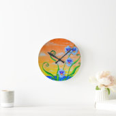 Horloge Ronde Coucher de soleil sur l'orchidée (Maison)