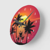 Horloge Ronde Coucher de soleil tropical (Angle)