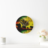 Horloge Ronde Coucher du soleil d'éléphants (Maison)