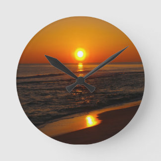 Horloge Ronde Coucher du soleil sur la plage