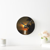 Horloge Ronde Coucher du soleil tropical de palmier (Maison)