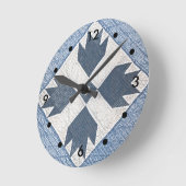 Horloge Ronde Couette bleue et blanche (Angle)