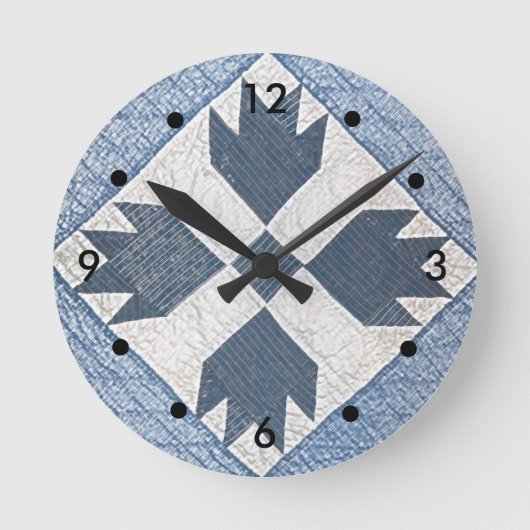 Horloge Ronde Couette bleue et blanche (Recto)