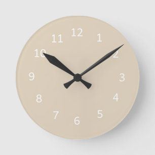 Horloge Ronde Couleur Beige Camel Design Minimaliste Neutre Chau