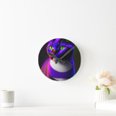 Horloge Ronde Couleur Chat mignonne Lumière néon (Maison)