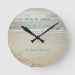 Horloge Ronde Couleur côtière Plage Vie Sagesse