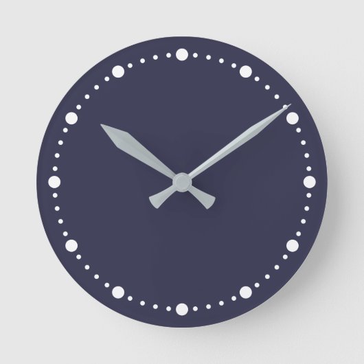 Horloge Ronde Couleur de tendance - Marine Bleu Points Blanc Hor (Recto)