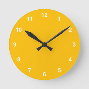 Horloge Ronde Couleur de tendance - Sunburst Jaune Nombre d'horl