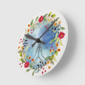 Horloge Ronde Couleur d'eau des mains de prière (Angle)