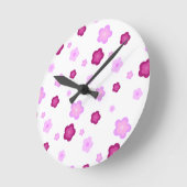 Horloge Ronde Couleur fleurie rose pâle Motif (Angle)