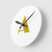 Horloge Ronde Couleur or Personnalisé Monogramme Lettre initiale (Angle)