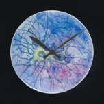 Horloge Ronde Couleur pour aquarelle de neurone<br><div class="desc">Le besoin et neurone supplémentaire ? Art de neurone ! Pour tout le geeks de biosciences là !

C'est une illustration pour aquarelle d'un neurone cultivé fait par moi.</div>