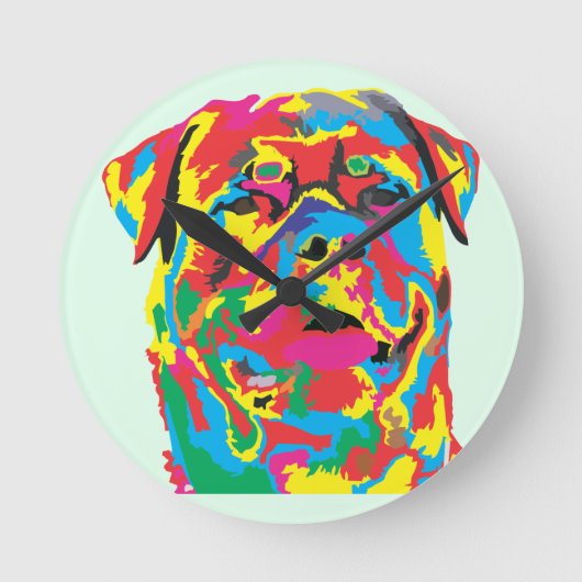 Horloge Ronde couleur rottweiler (Recto)