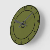 Horloge Ronde Couleur solide vert olive (Angle)
