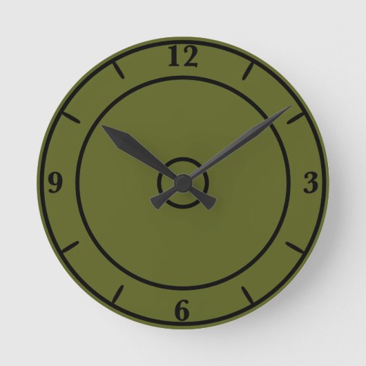 Horloge Ronde Couleur solide vert olive (Recto)