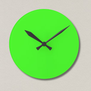Horloge Ronde Couleur solide verte néon   Classique