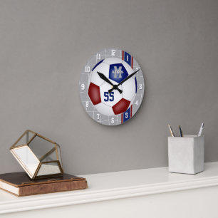 Horloge Ronde Couleurs de l'équipe bleu Maroon rayures de variét