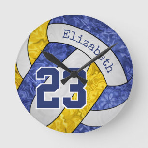 Horloge Ronde couleurs de l'équipe de volley-ball féminin bleu o