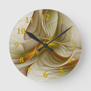 Horloge Ronde Couleurs de métaux précieux, art fractal abstrait