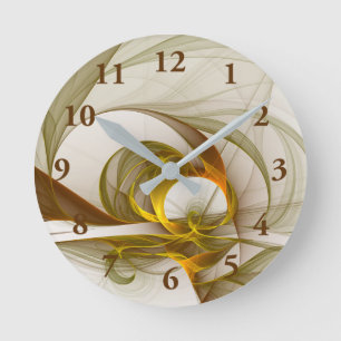 Horloge Ronde Couleurs Métalliques Précieuses Abstraites Moderne