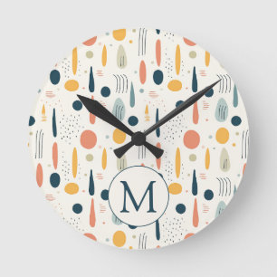 Horloge Ronde Couleurs pastel abstraites minimales personnalisée