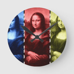 Horloge Ronde Couleurs primaires Mona Lisa Poster de animal