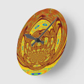 Horloge Ronde Couleurs traditionnelles africaines Jaune doré (Angle)