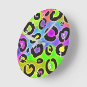 Horloge Ronde Couleurs vives Cheetah Empreinte de léopard Spots (Angle)