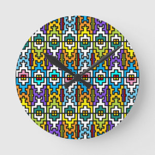 Horloge Ronde Couleurs vives motif africain