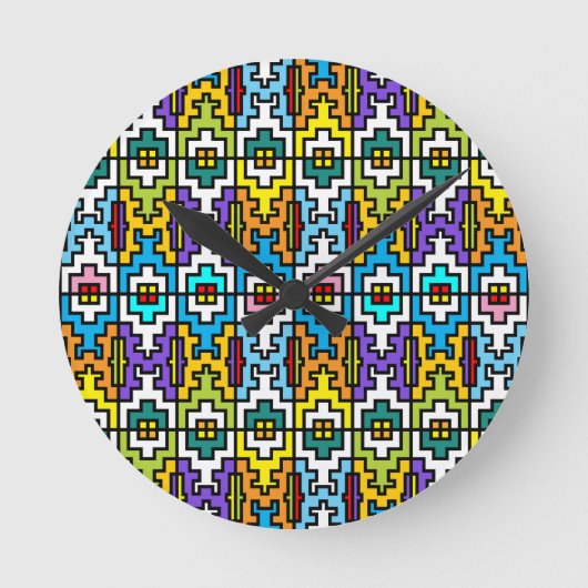 Horloge Ronde Couleurs vives motif africain (Recto)