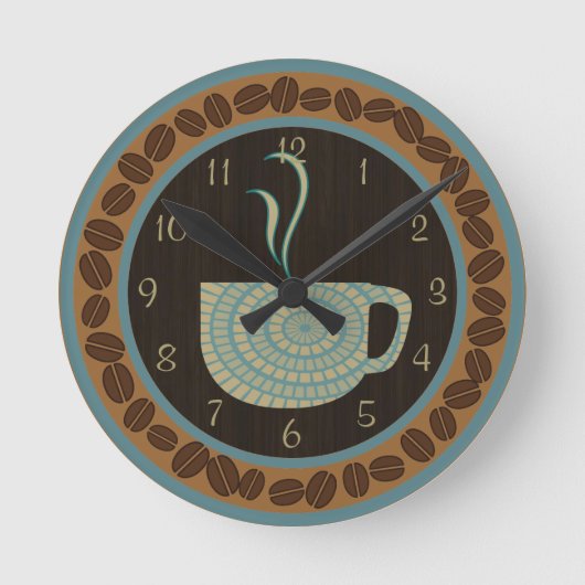 Horloge Ronde Coupe O Café Brown et Turquoise (Recto)