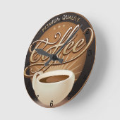 Horloge Ronde Coupe Premium Café et Café (Angle)