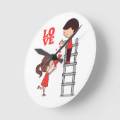Horloge Ronde Couple Love Red Hearts Clock (Angle)