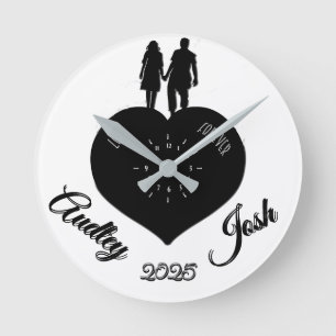 Horloge Ronde Couple personnalisé mignon amour pour toujours