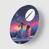 Horloge Ronde Couple stargazing (Angle)