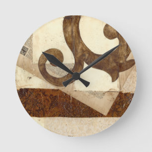 Horloge Ronde Coupure de journal vintage